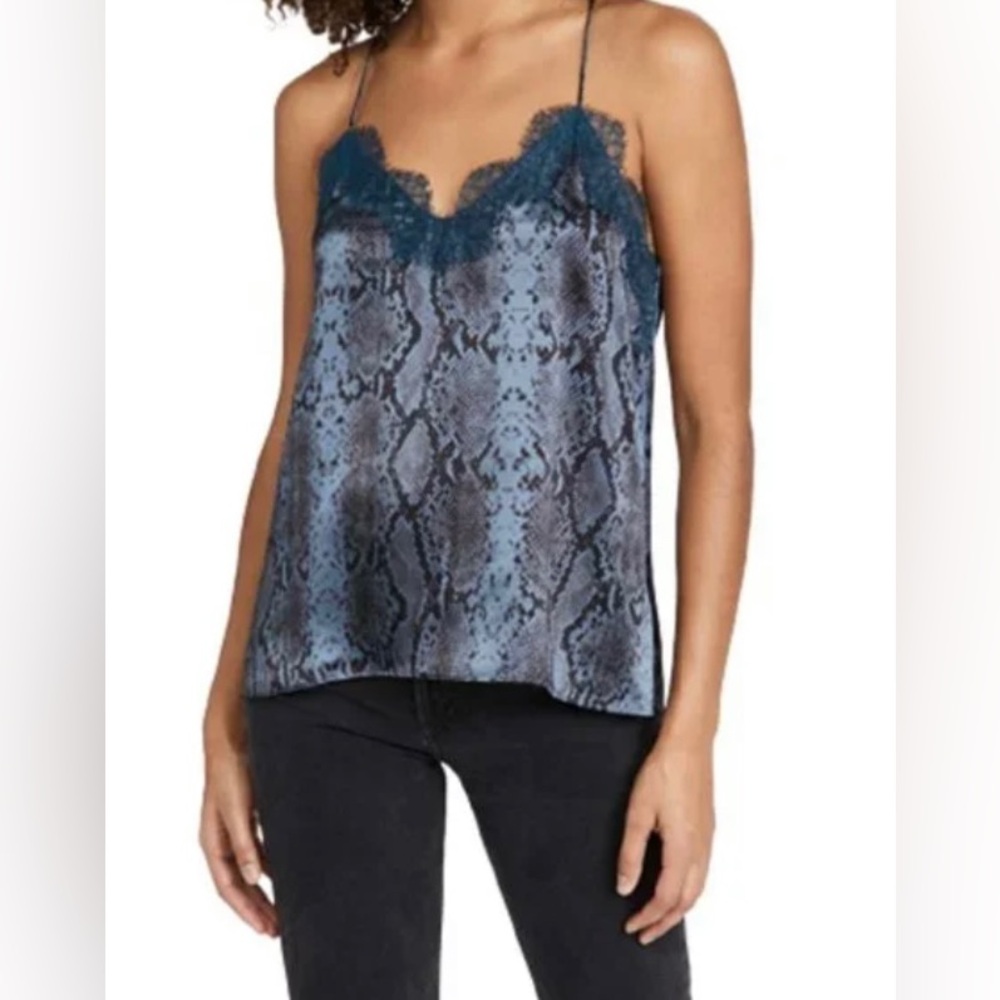 Cami NYC Blue Snake-Print Lace-Trim Camisole